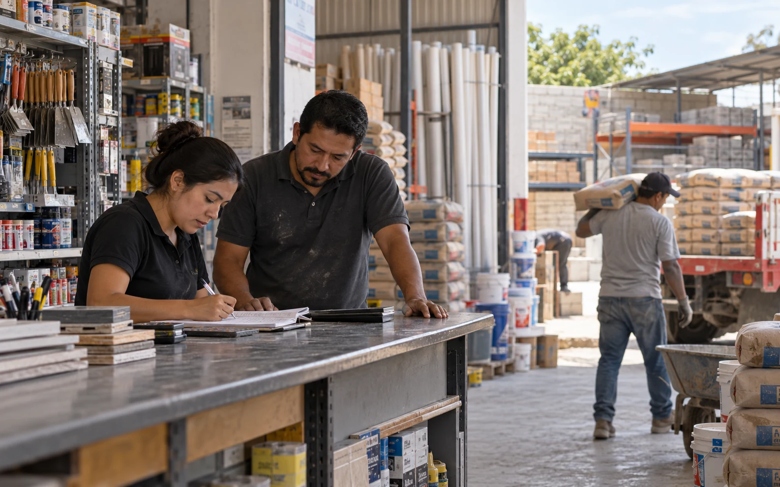 Daily operations inside a construction materials distributor
