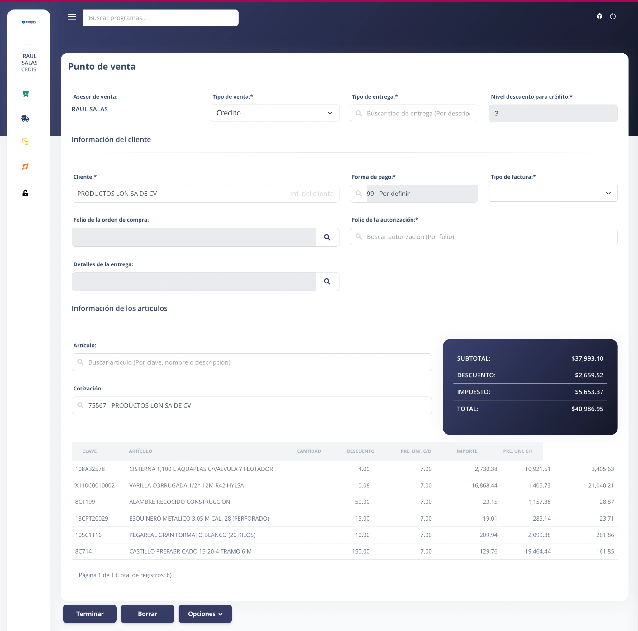 Sales en Metrify